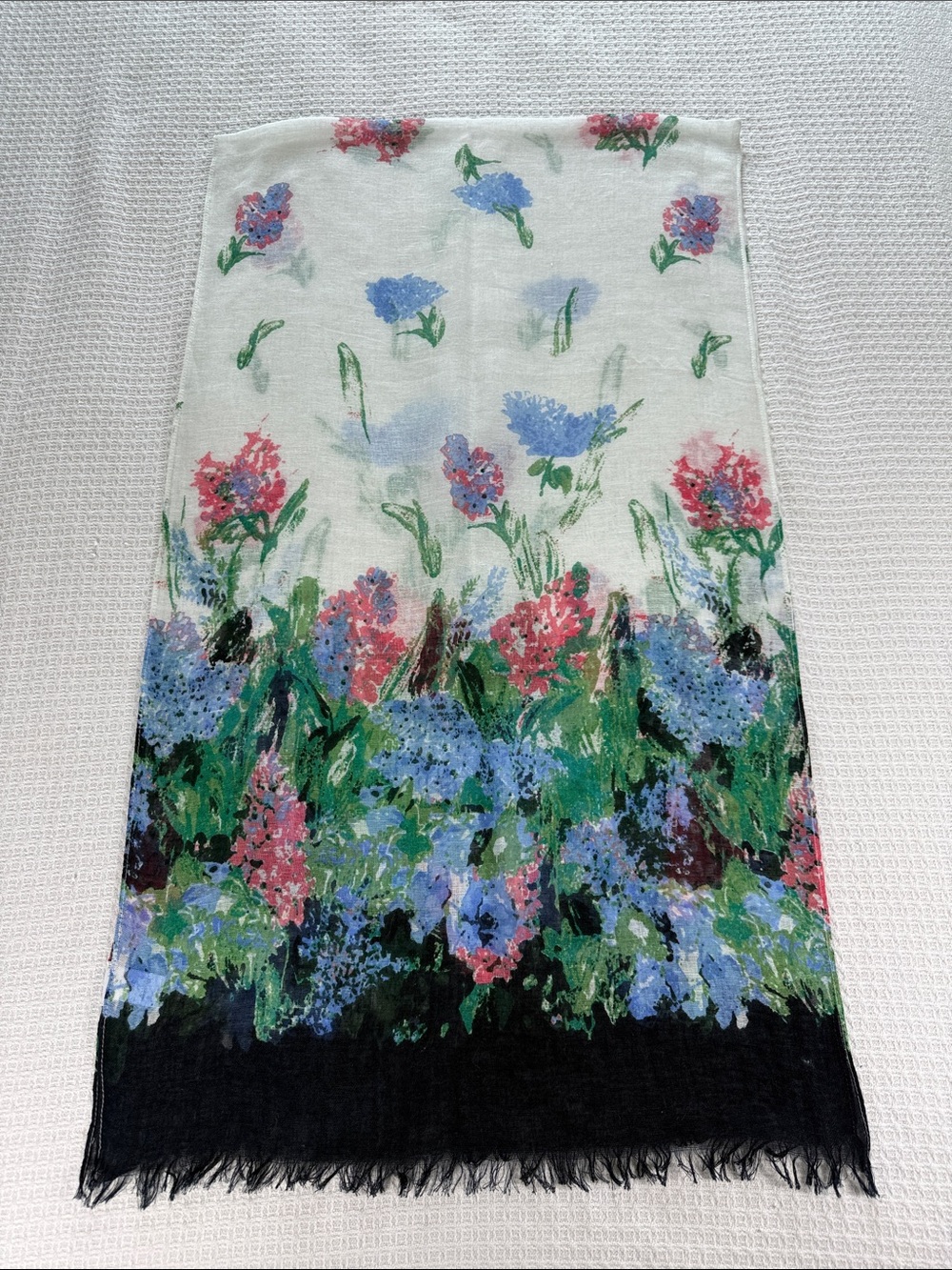 J Jill linen cotton blend floral hydrangea print scarf